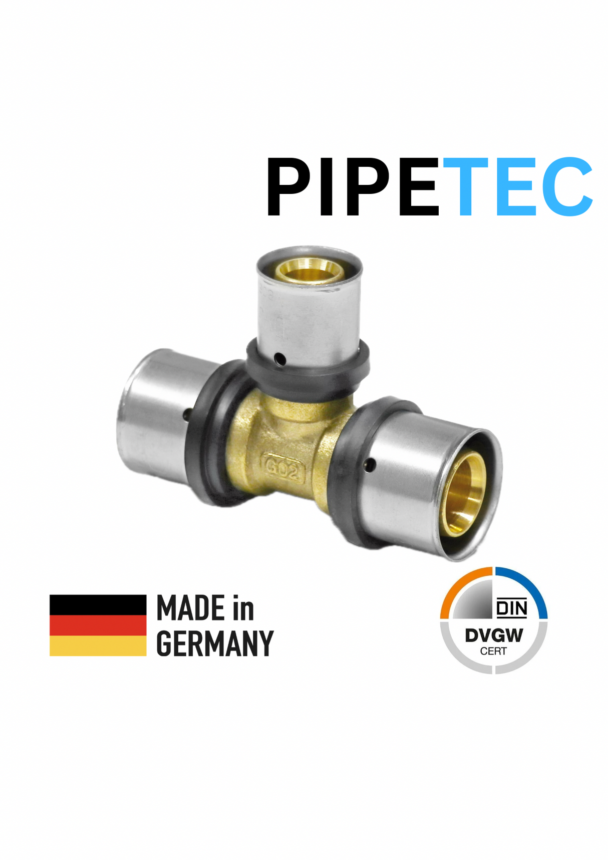 Pipetec Press-T-Stück Mittelabgang Reduziert